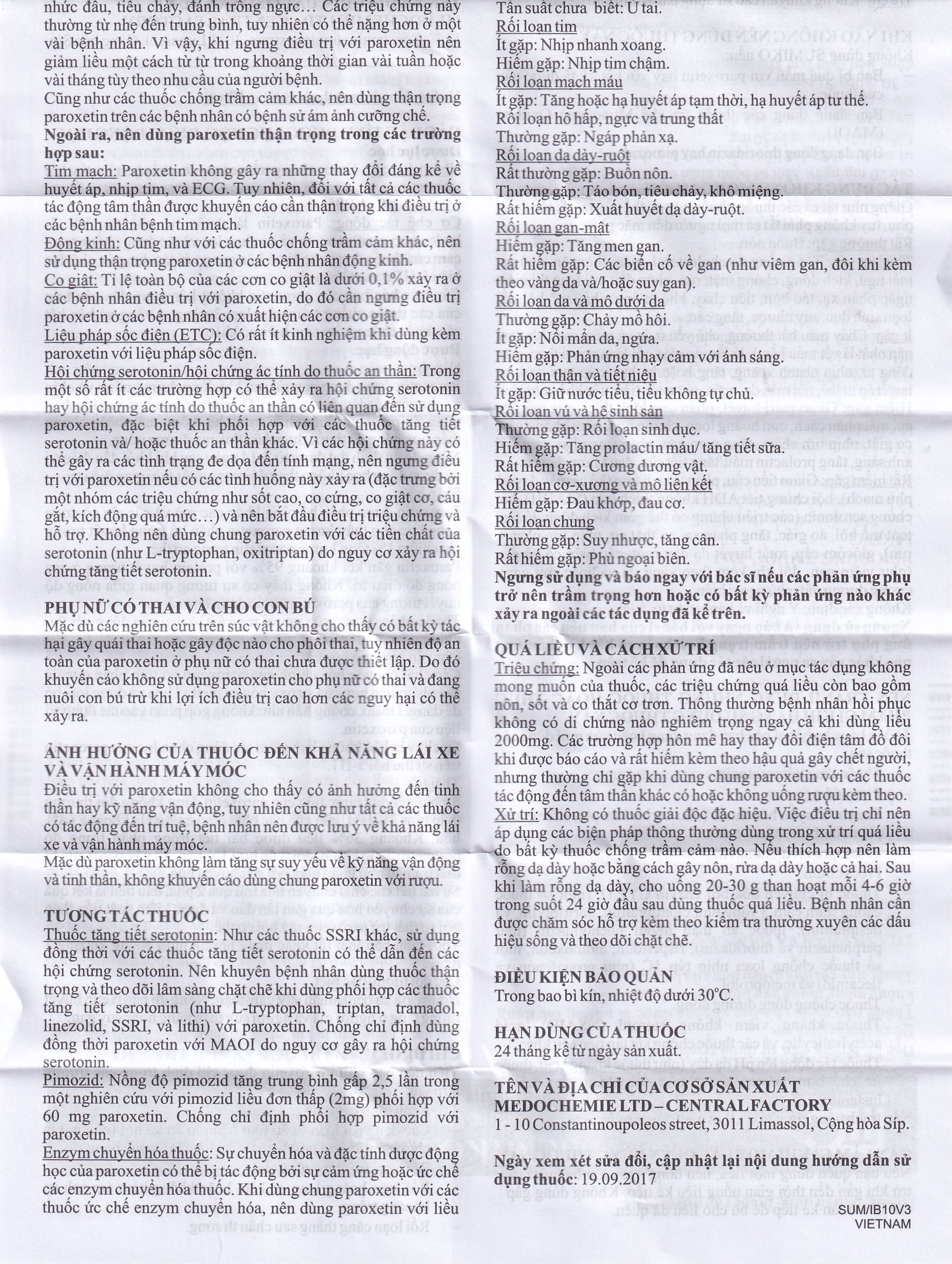 Hình ảnh Thuốc Sumiko 20mg Medochemie điều trị bệnh trầm cảm (5 vỉ x 10 viên)