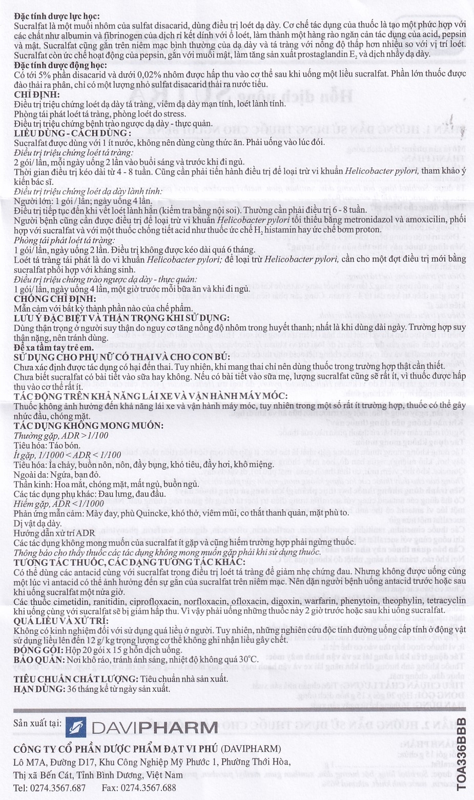 Hình ảnh Hỗn dịch uống Sutra điều trị loét dạ dày, tá tràng (20 gói x 15g)