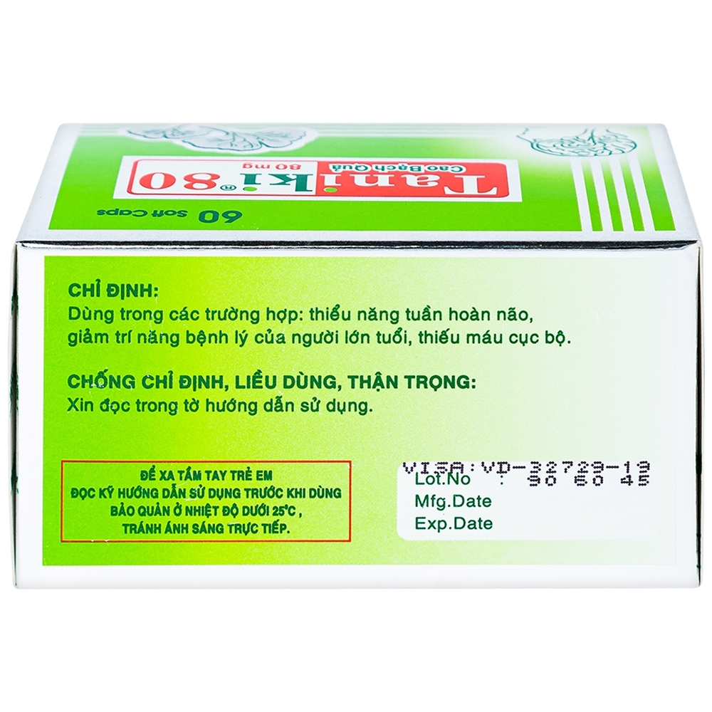Hình ảnh Thuốc Taniki 80 điều trị thiểu năng tuần hoàn não (60 viên)