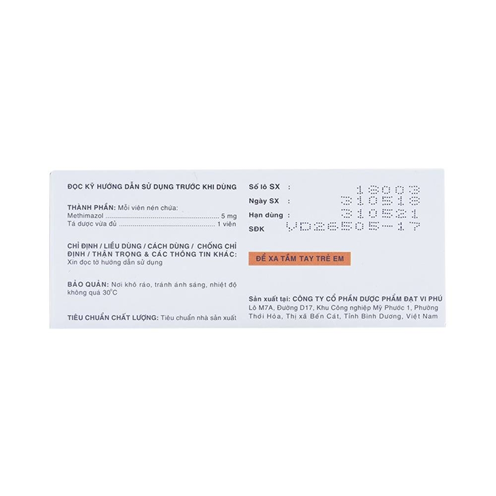 Hình ảnh Thuốc Tazilex Davipharm điều trị trước khi phẫu thuật tuyến giáp (10 vỉ x 10 viên) 