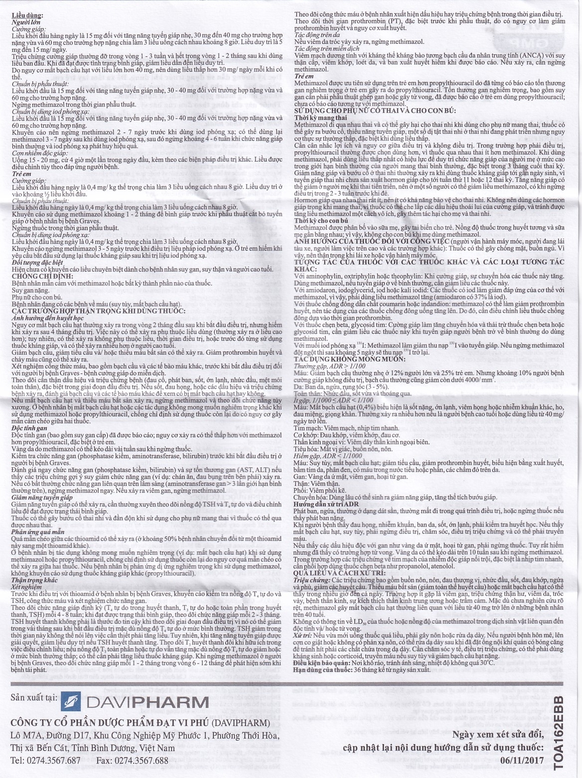 Hình ảnh Thuốc Tazilex Davipharm điều trị trước khi phẫu thuật tuyến giáp (10 vỉ x 10 viên)