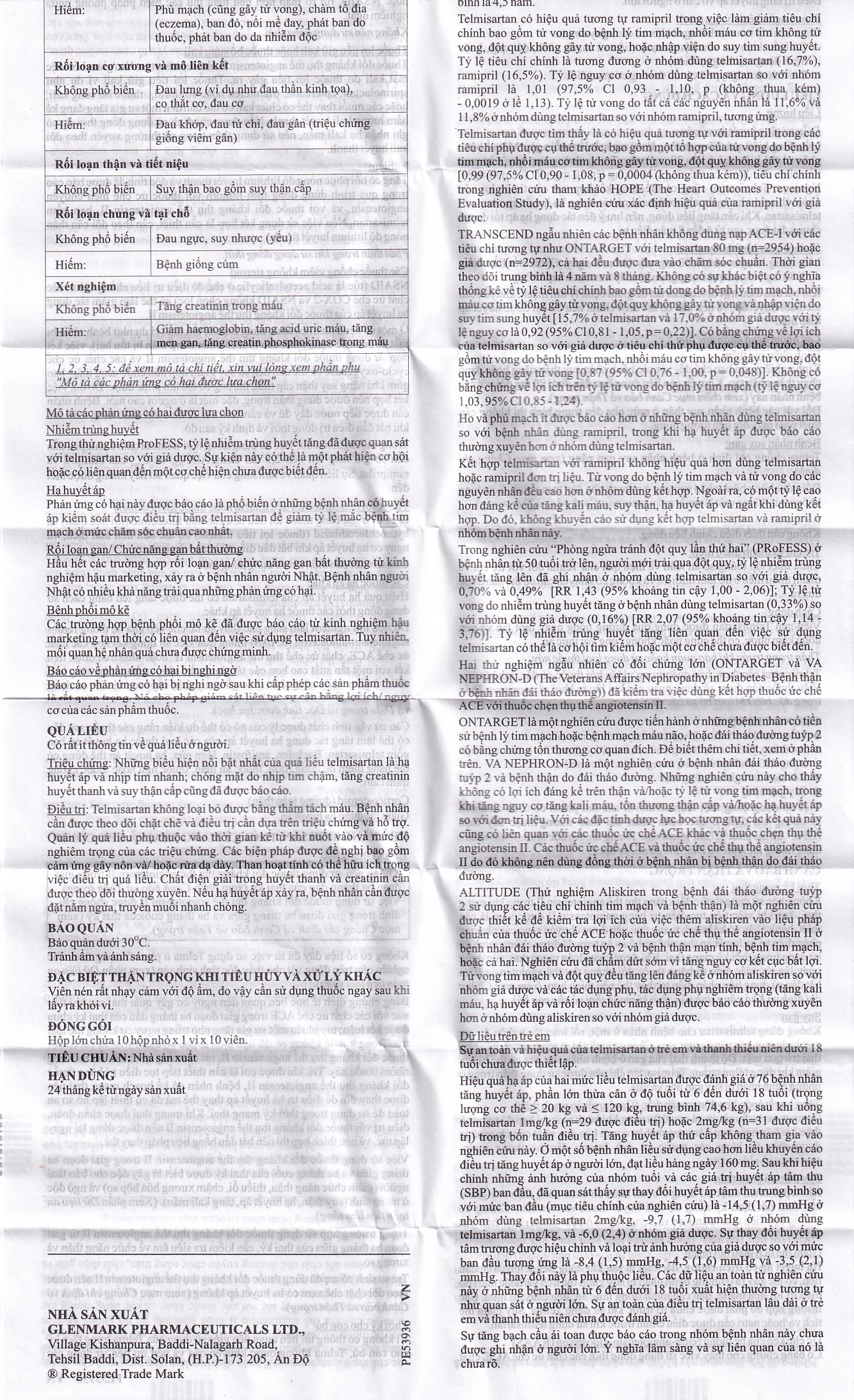 Hình ảnh Thuốc Telma 20 Glenmark điều trị tăng huyết áp vô căn (1 vỉ x 10 viên)