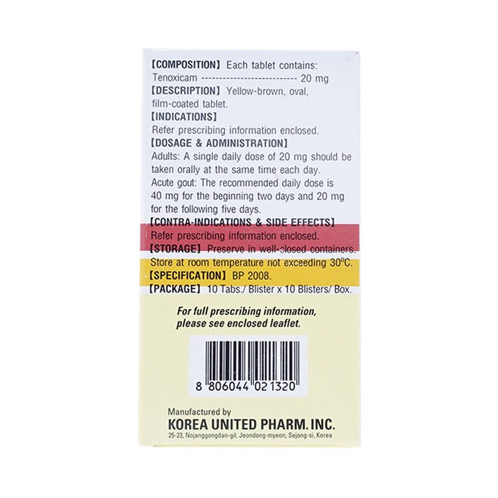 Hình ảnh Thuốc Tenotil điều trị viêm khớp dạng thấp, viêm xương khớp (10 vỉ x 10 viên) 
