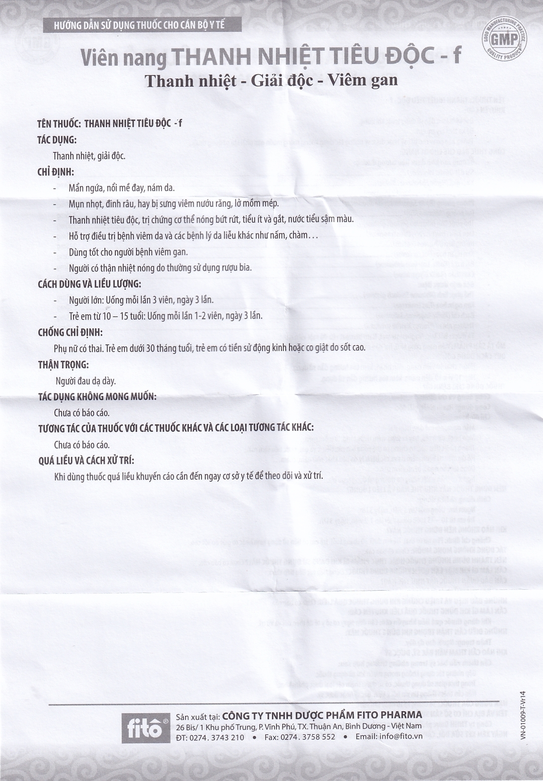 Hình ảnh Thuốc Thanh Nhiệt Tiêu Độc-F điều trị mẩn ngứa, mày đay (40 viên)