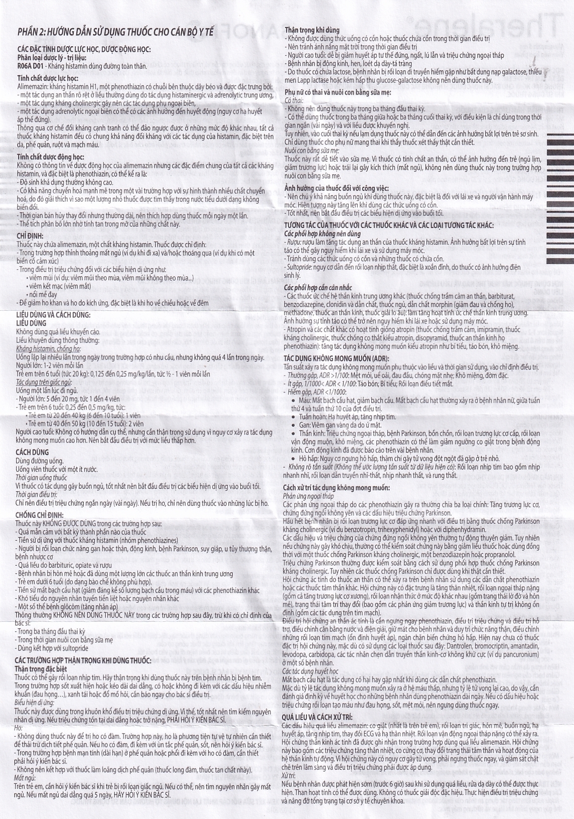 Hình ảnh Thuốc Theralene Sanofi hỗ trợ điều trị các triệu chứng viêm mũi dị ứng, mày đay (40 viên)