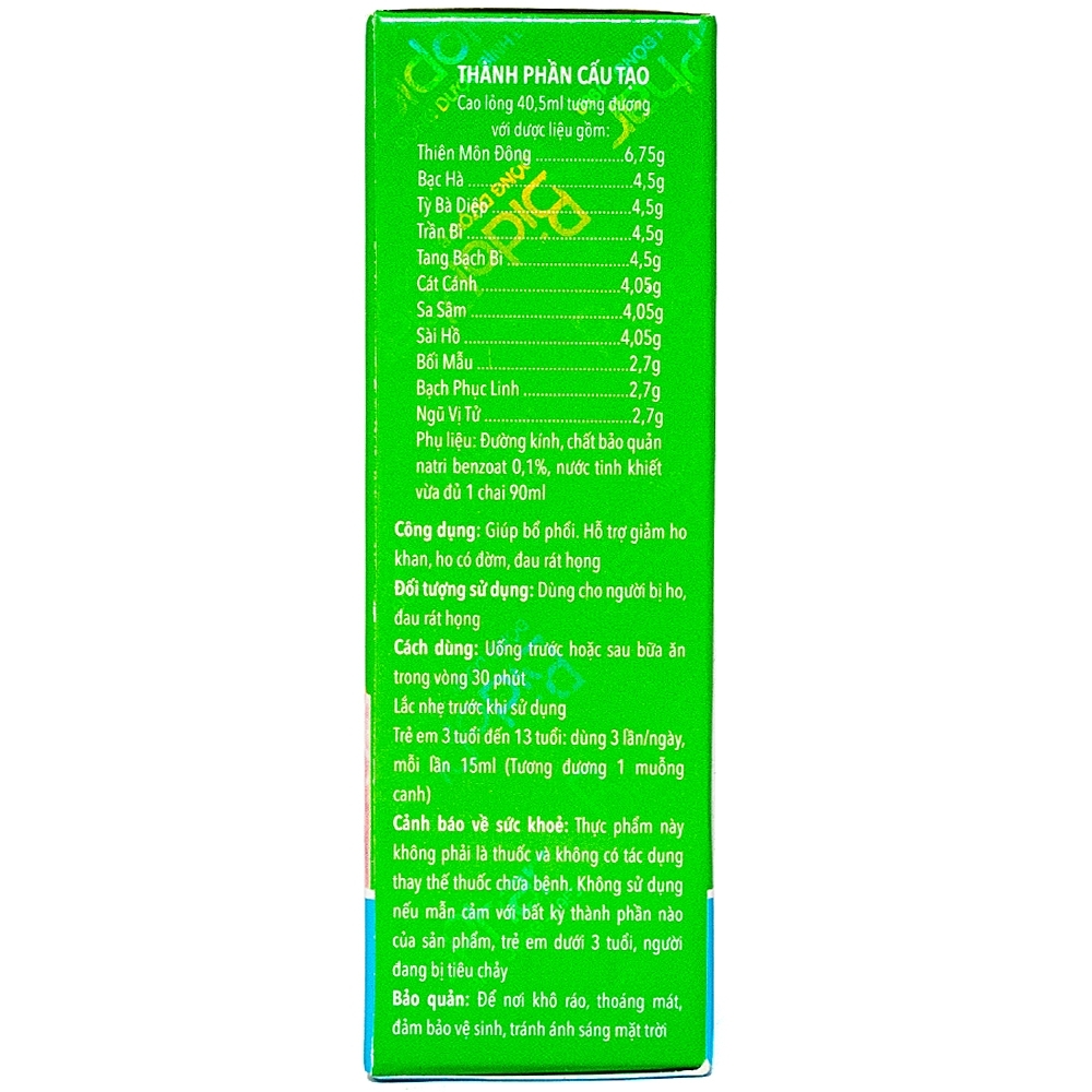 Hình ảnh Dung dịch Thiên Môn Bổ Phổi Bình Đông giúp giảm ho, bổ phổi (90ml)
