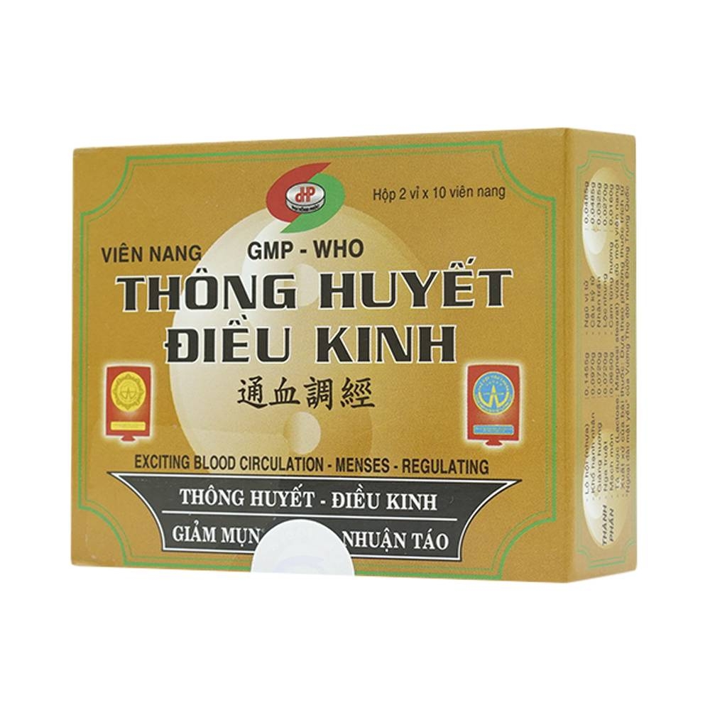 Hình ảnh Thuốc Thông Huyết Điều Kinh Hồng Phúc điều trị kinh nguyệt không đều, giảm mụn, nhuận táo (2 vỉ x 10 viên)