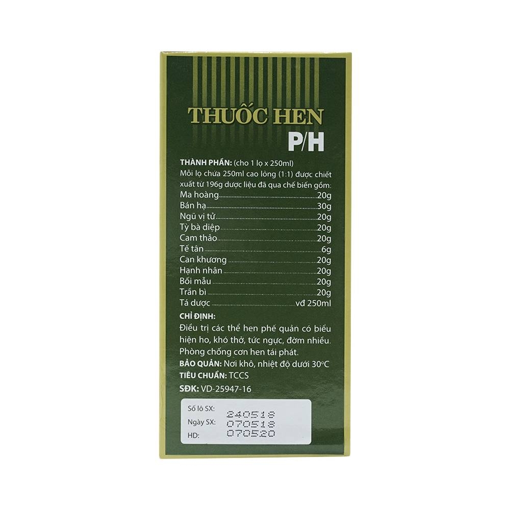 Hình ảnh Cao lỏng thuốc hen P/H điều trị các thể hen phế quản (250ml)