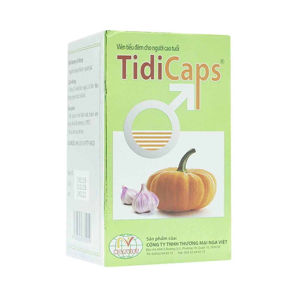 Hình ảnh Viên tiểu đêm cho người cao tuổi TidiCaps HDPHARMA phòng và làm giảm các chứng u xơ tiền liệt tuyến lành tính (100 viên) 