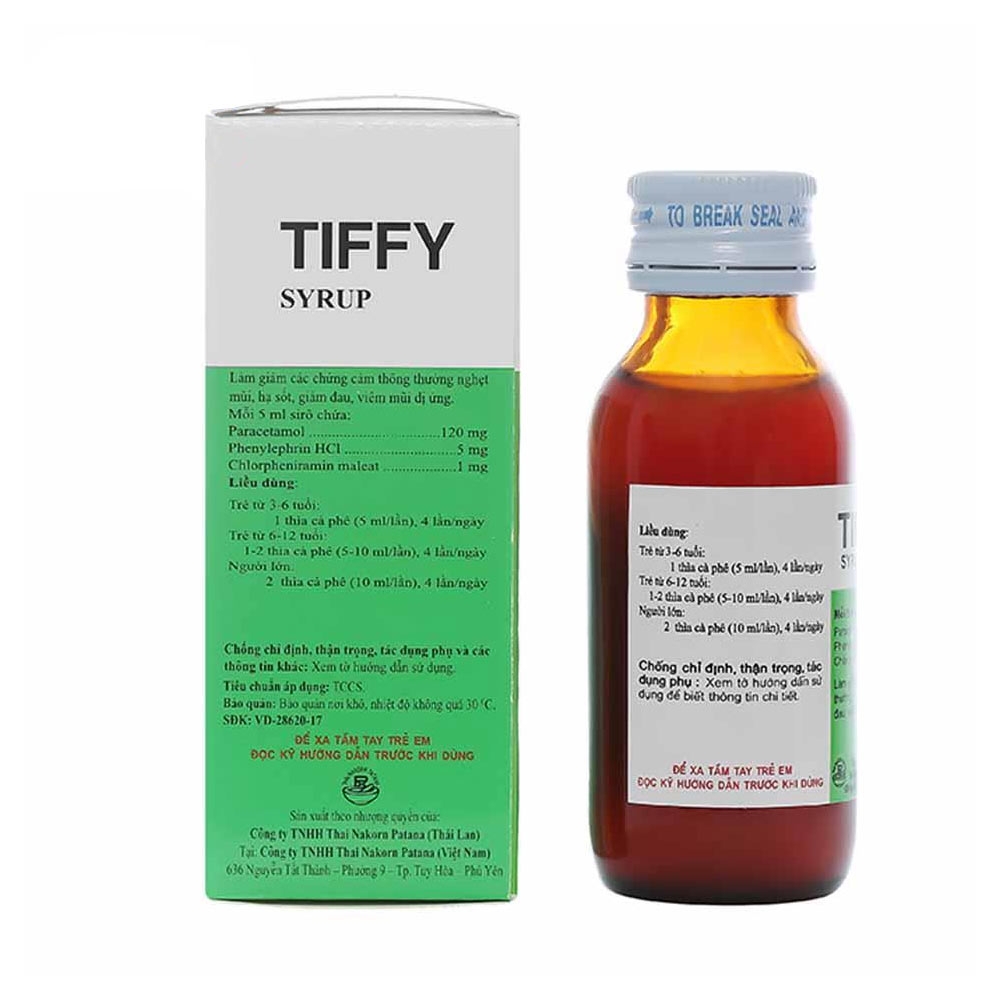 Hình ảnh Siro Tiffy Thai Nakorn Patana điều trị nghẹt mũi, hạ sốt (30ml)