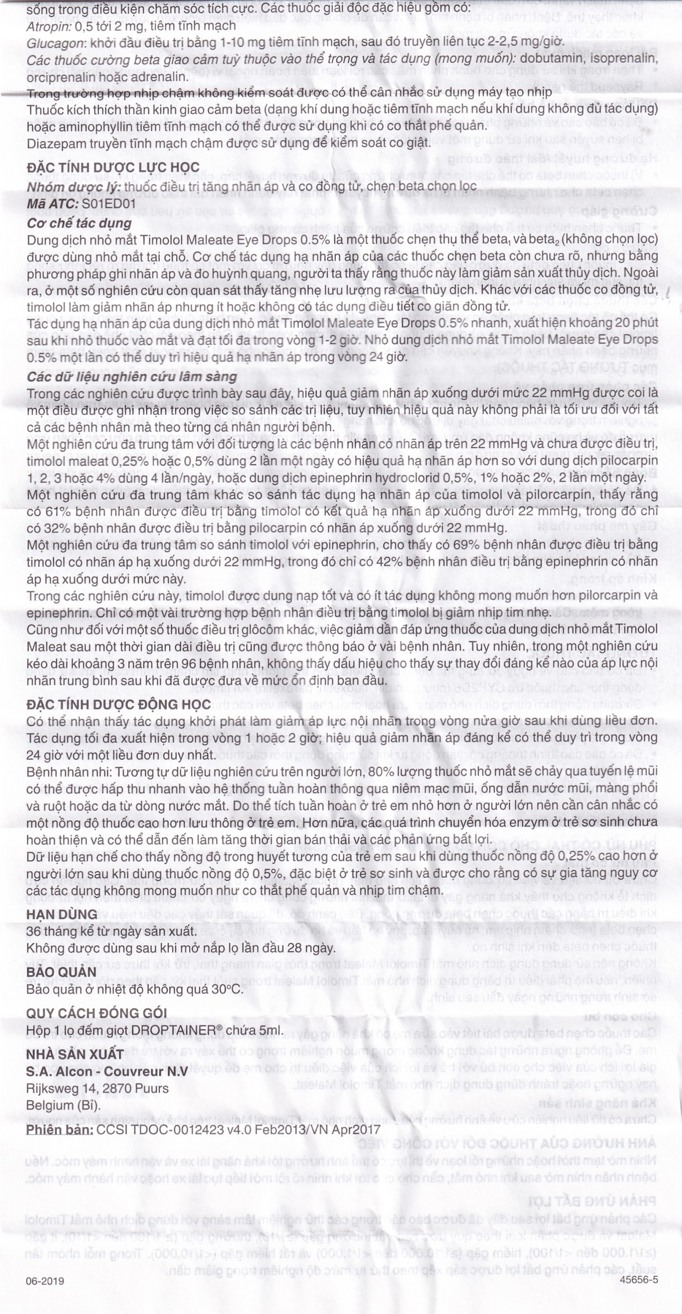 Hình ảnh Dung dịch nhỏ mắt Timolol Maleate Eye Drops 0.5% Alcon điều trị tăng nhãn áp (5ml)