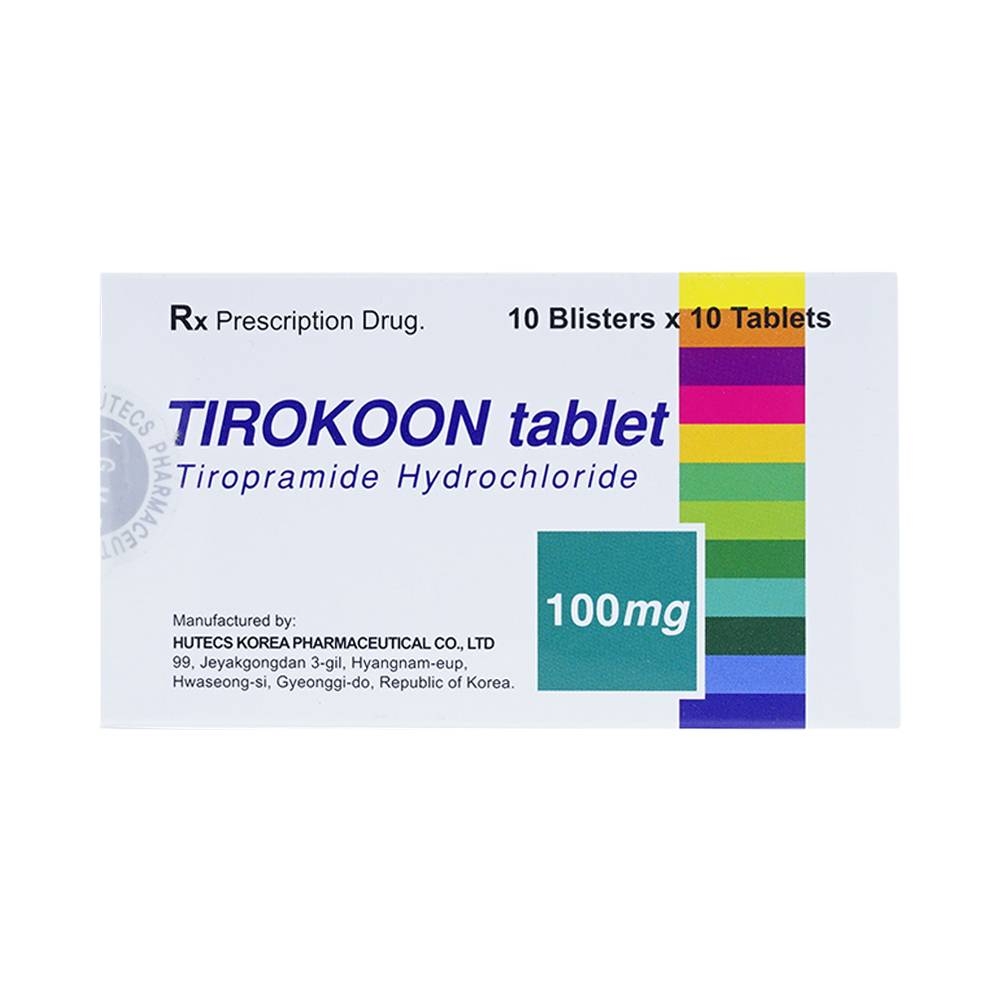 Hình ảnh Thuốc Tirokoon 100mg Hutecs điều trị co thắt dạ dày ruột (10 vỉ x 10 viên)