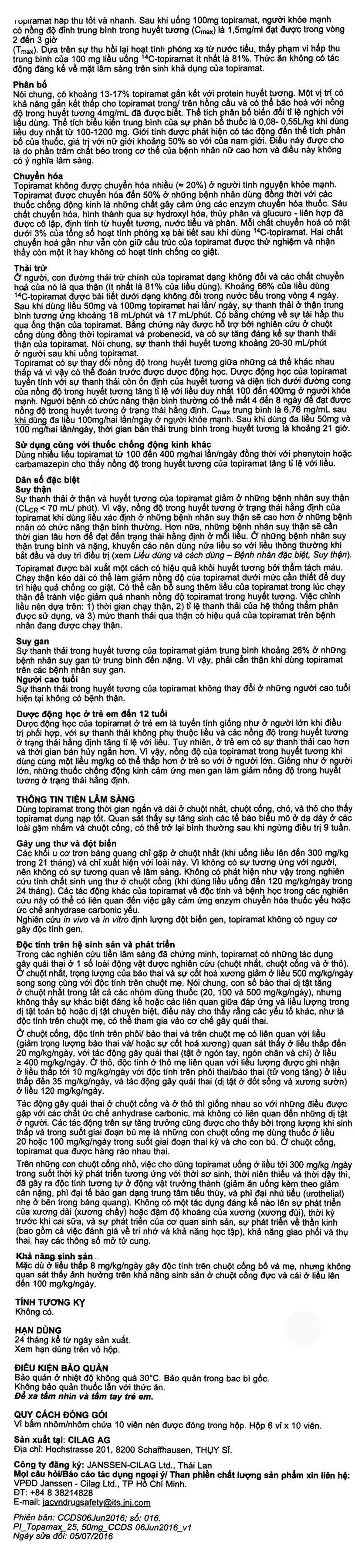 Hình ảnh Thuốc Topamax 25 Janssen điều trị động kinh cục bộ, dự phòng đau nửa đầu (6 vỉ x 10 viên)