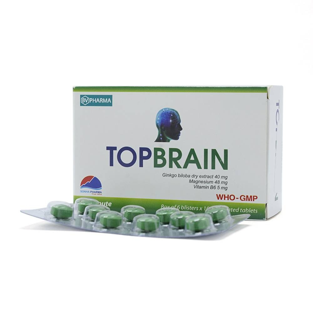 Hình ảnh Thuốc Topbrain BV Pharma điều trị tăng tuần hoàn não, tăng cường trí nhớ (6 vỉ x 10 viên)