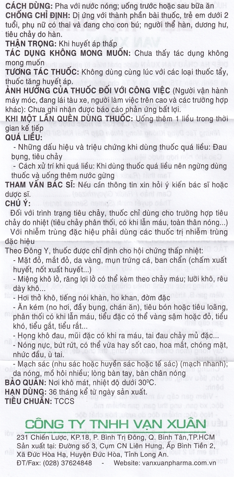 Hình ảnh Thuốc cốm Diệp Hạ Châu Vạn Xuân mát gan, giải rượu, trừ mụn độc (20 gói)