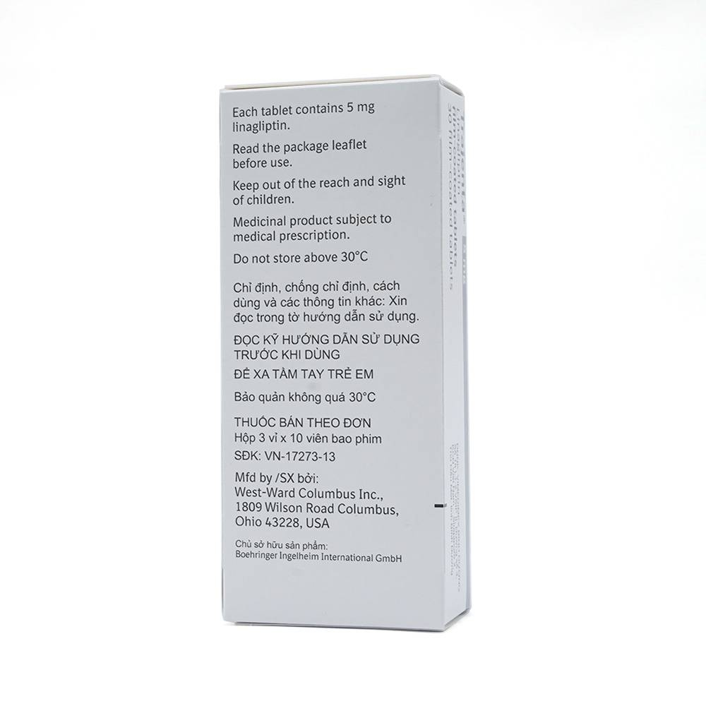 Hình ảnh Thuốc Trajenta 5mg Boehringer kiểm soát đường huyết (3 vỉ x 10 viên)