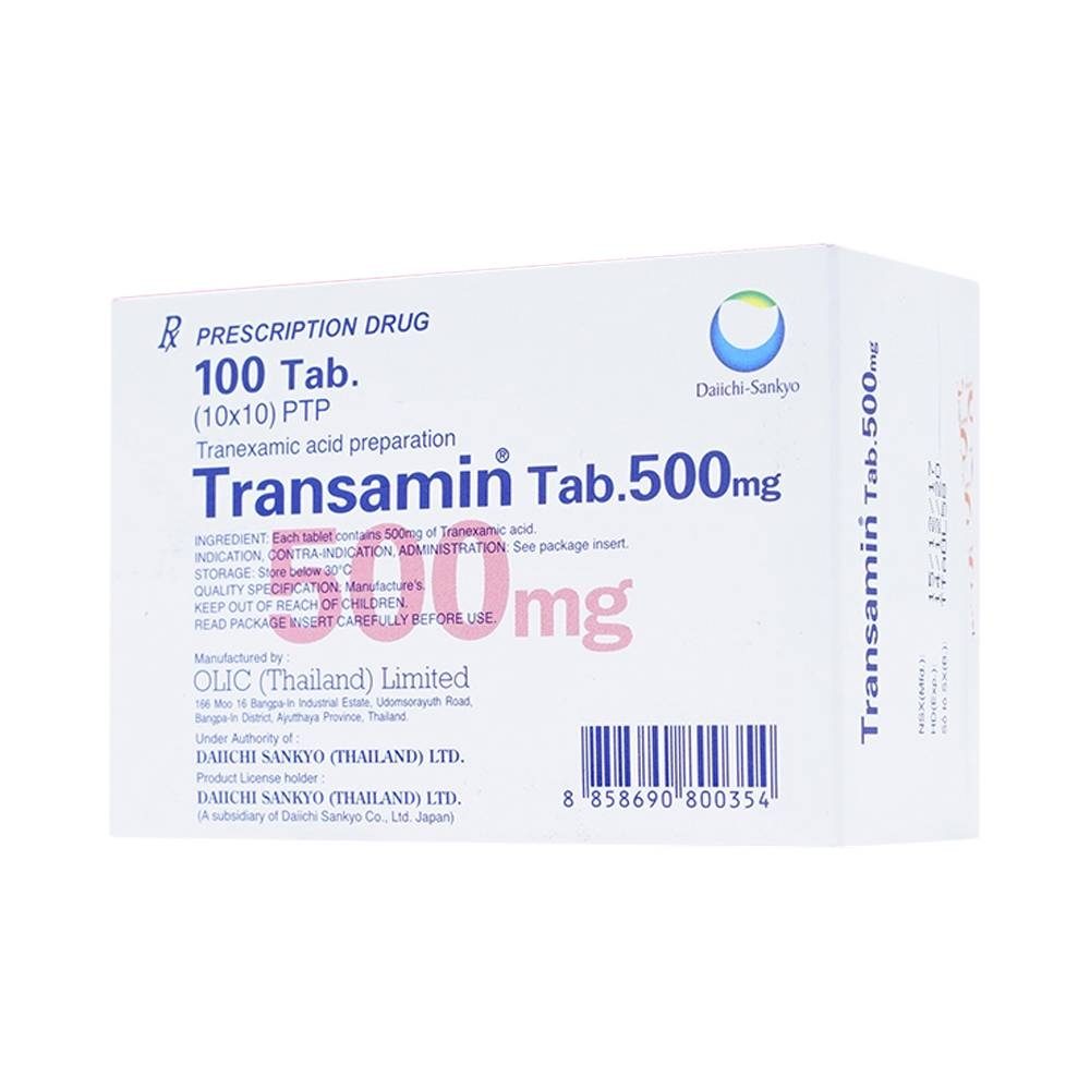 Hình ảnh Thuốc Transamin Tab.500mg Daiichi điều trị bệnh bạch huyết, thiếu máu không tái tạo (10 vỉ x 10 viên)