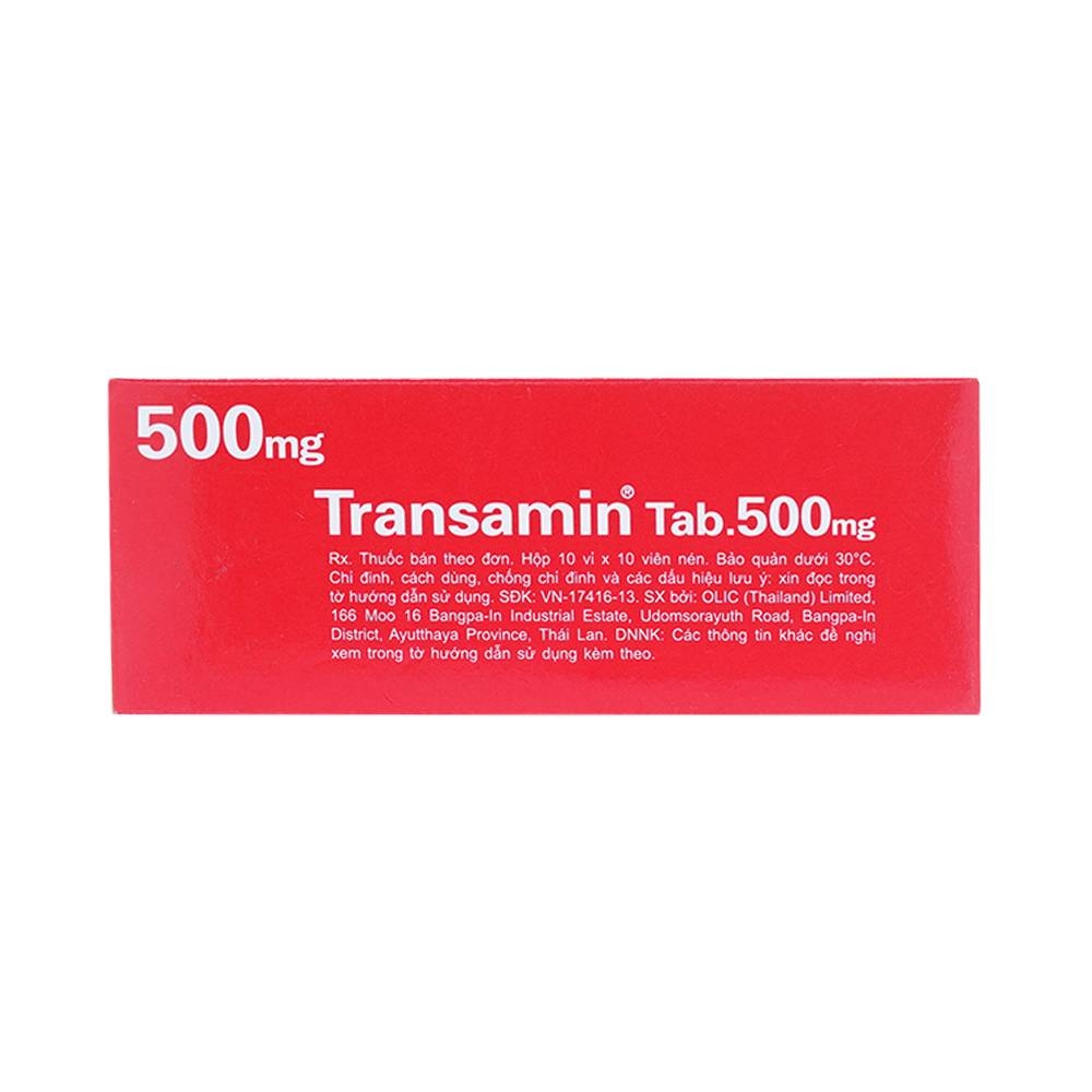 Hình ảnh Thuốc Transamin Tab.500mg Daiichi điều trị bệnh bạch huyết, thiếu máu không tái tạo (10 vỉ x 10 viên)