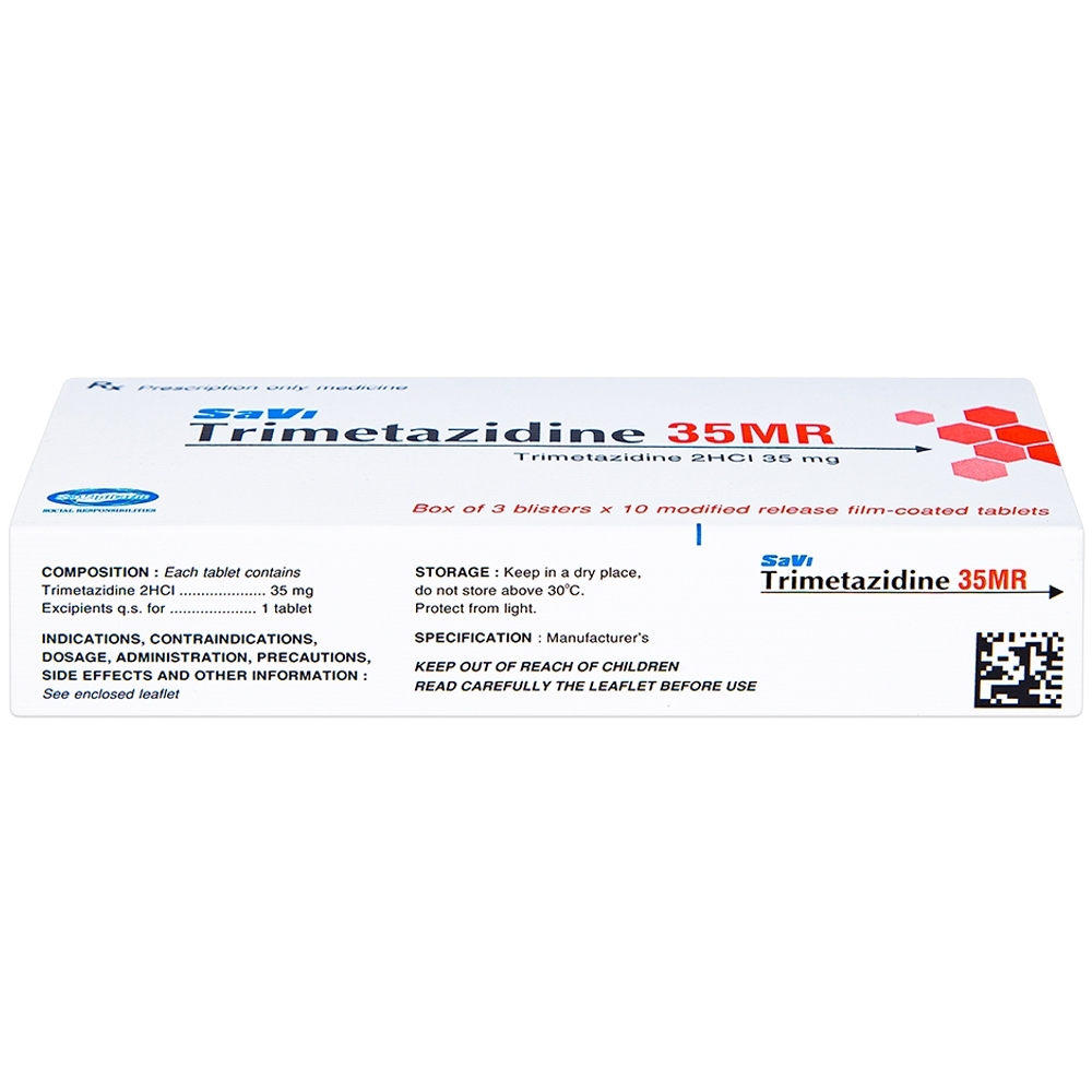 Hình ảnh Thuốc Savi Trimetazidine 35MR điều trị đau thắt ngực (3 vỉ x 10 viên)