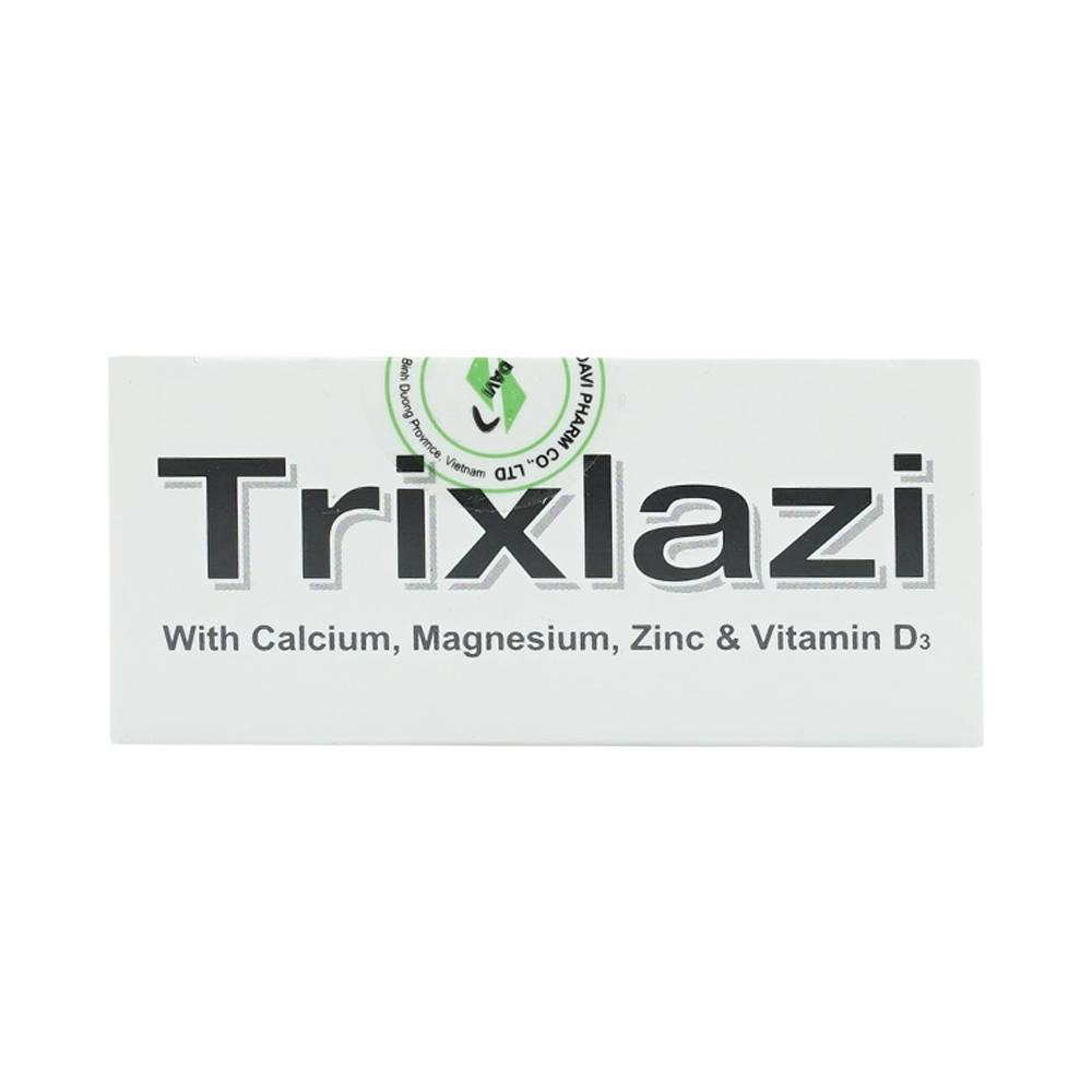 Hình ảnh Thuốc Trixlazi DaviPharm bổ sung canxi, magnesi, kẽm và Vitamin D3 (3 vỉ x 10 viên)