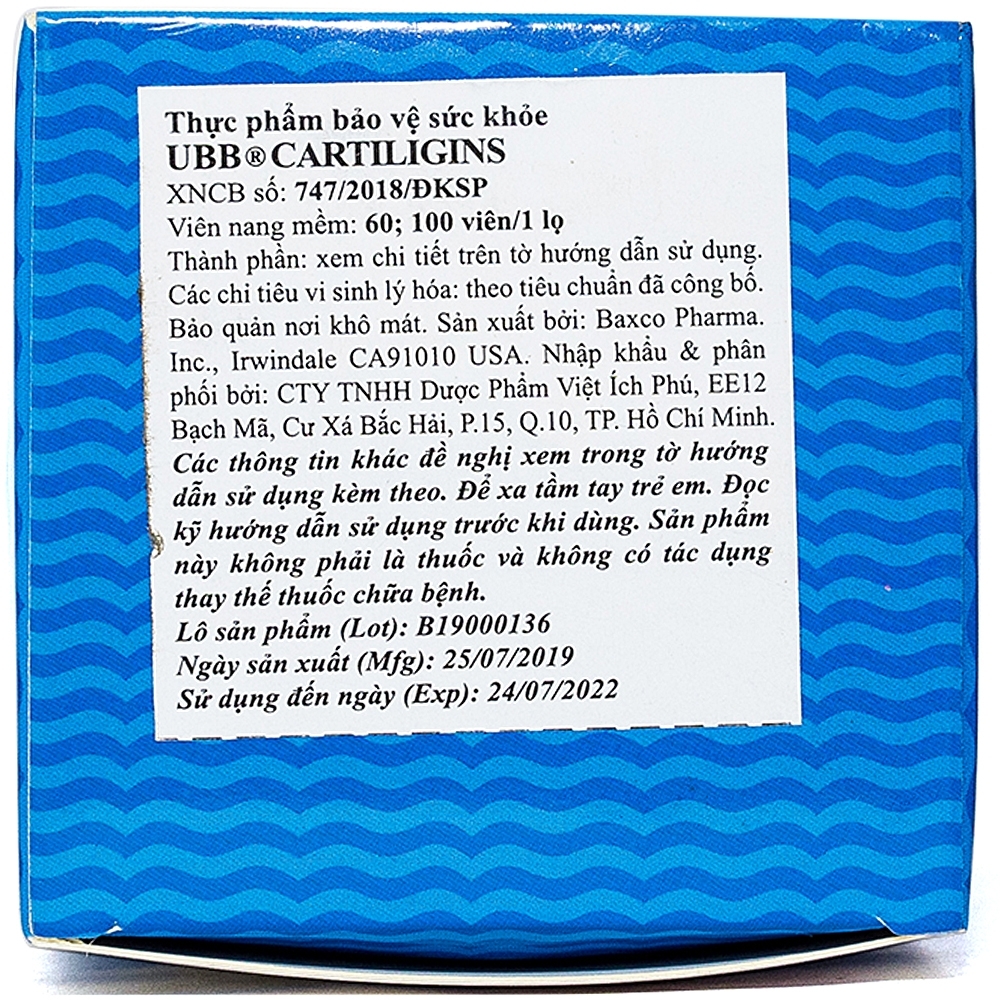 Hình ảnh Viên uống Cartiligins UBB giảm đau nhức xương khớp (100 viên)