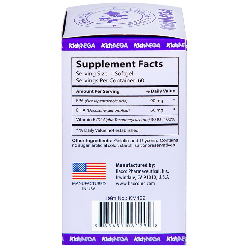 Hình ảnh Viên uống KidMega UBB bổ sung DHA & EPA, giúp bổ não, tốt cho mắt (60 viên)