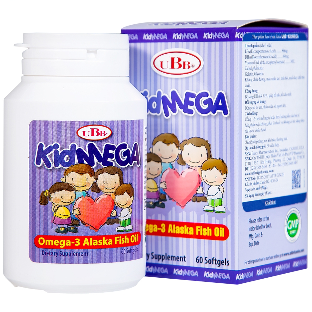 Hình ảnh Viên uống KidMega UBB bổ sung DHA & EPA, giúp bổ não, tốt cho mắt (60 viên)