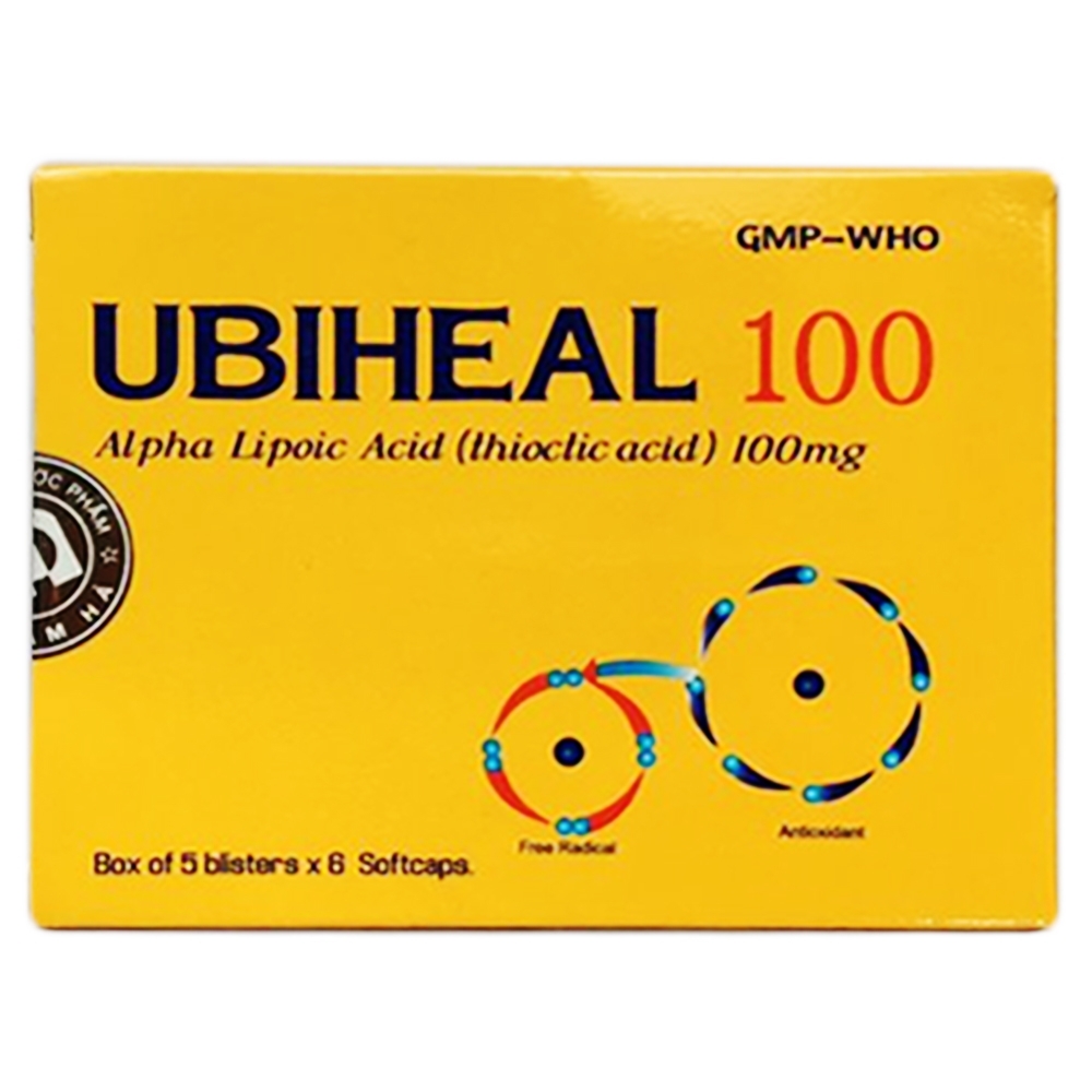 Hình ảnh Thuốc Ubiheal 100 Nam Hà điều trị các rối loạn cảm giác do bệnh thần kinh đái tháo đường (5 vỉ x 6 viên)