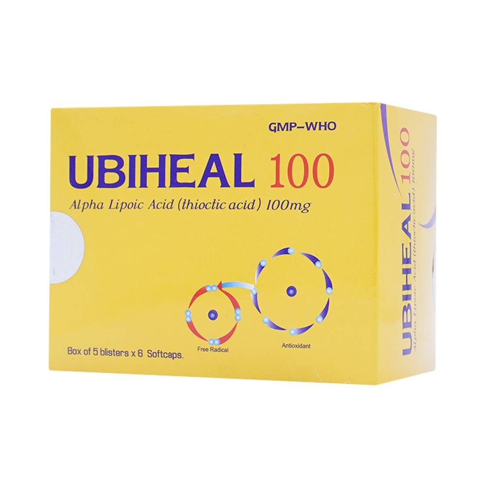 Hình ảnh Thuốc Ubiheal 100 Nam Hà điều trị các rối loạn cảm giác do bệnh thần kinh đái tháo đường (5 vỉ x 6 viên)