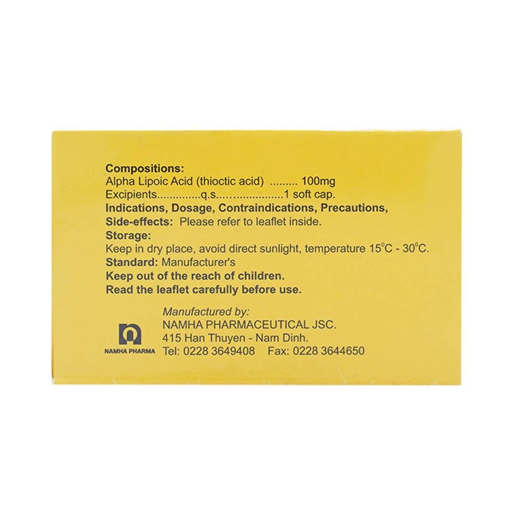 Hình ảnh Thuốc Ubiheal 100 Nam Hà điều trị các rối loạn cảm giác do bệnh thần kinh đái tháo đường (5 vỉ x 6 viên)