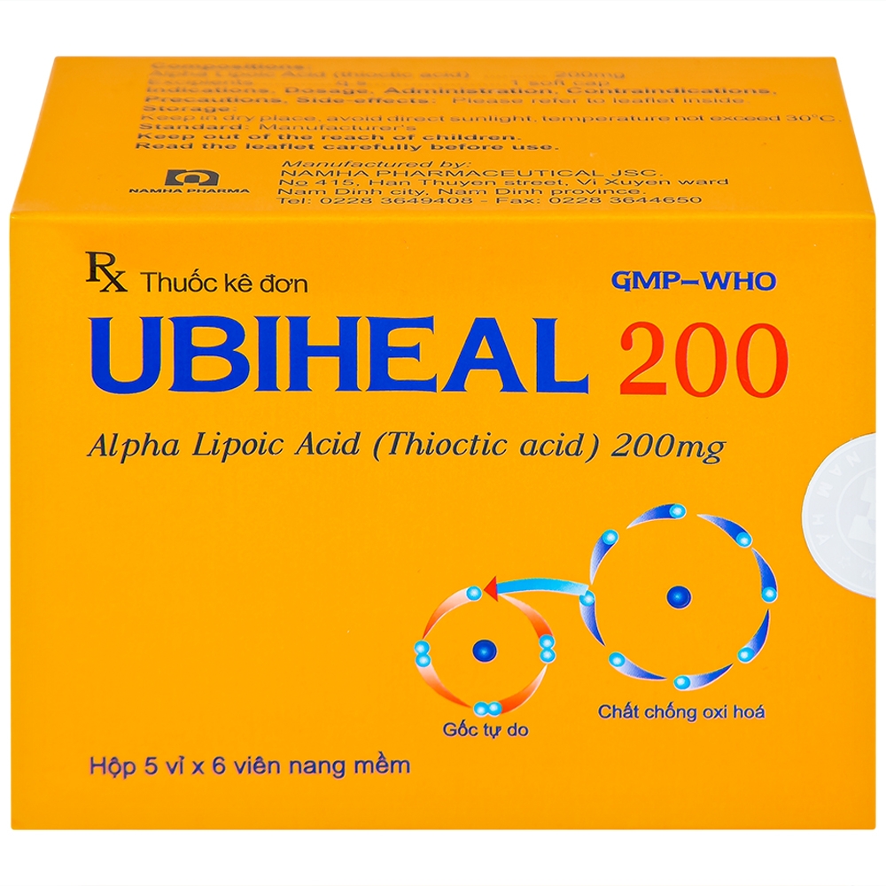 Hình ảnh Thuốc Ubiheal 200 Nam Hà điều trị các rối loạn cảm giác  do bệnh thần kinh đái tháo đường (5 vỉ x 6 viên)