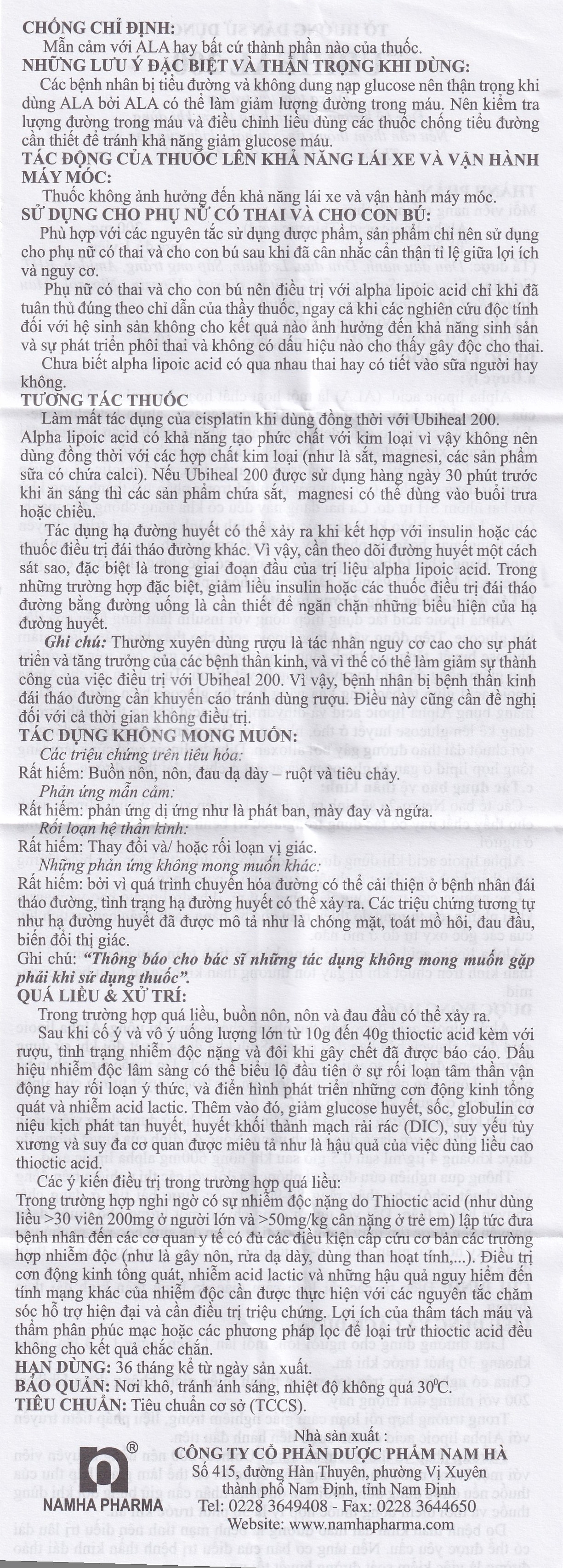 Hình ảnh Thuốc Ubiheal 200 Nam Hà điều trị các rối loạn cảm giác  do bệnh thần kinh đái tháo đường (5 vỉ x 6 viên)