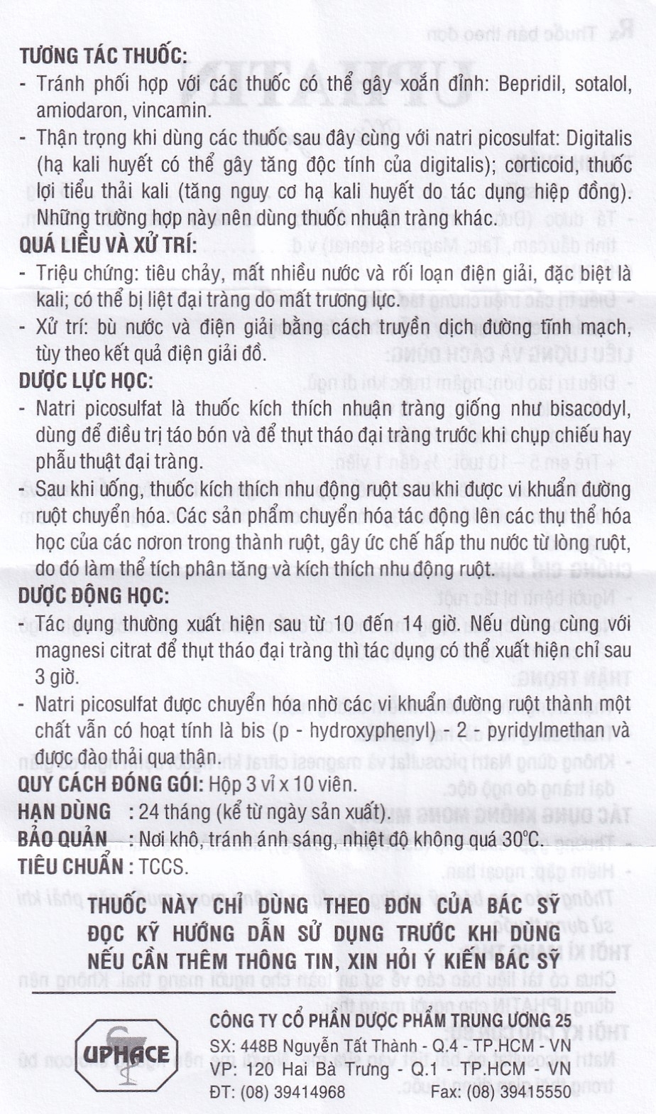 Hình ảnh Viên ngậm Uphatin 5mg Uphace điều trị các triệu chứng táo bón (3 vỉ x 10 viên) 