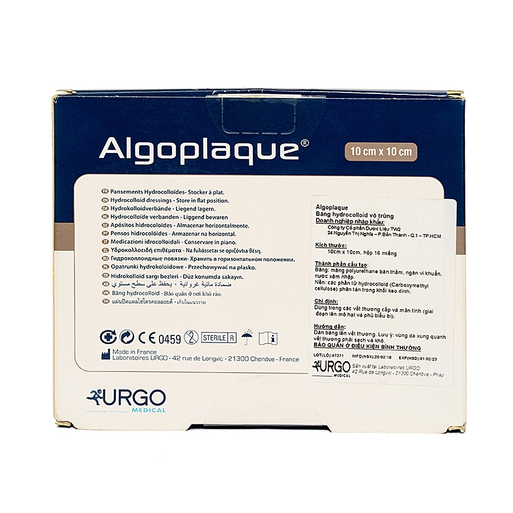 Hình ảnh Băng dán có gạc vô trùng Algoplaque Urgo size 10cm x 10cm dùng để băng các vết thương (16 cái)