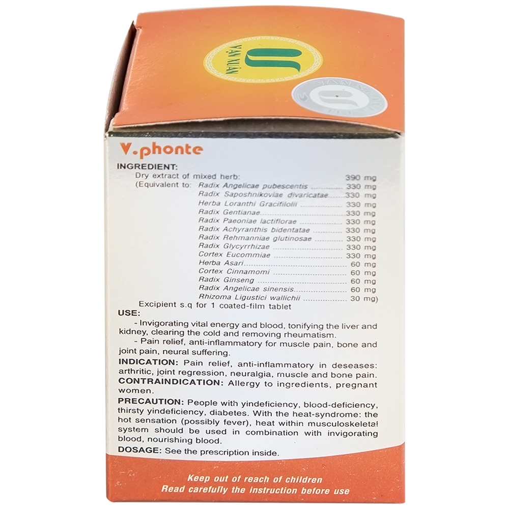 Hình ảnh Thuốc V.phonte Vạn Xuân chữa trị phong thấp (40 viên)