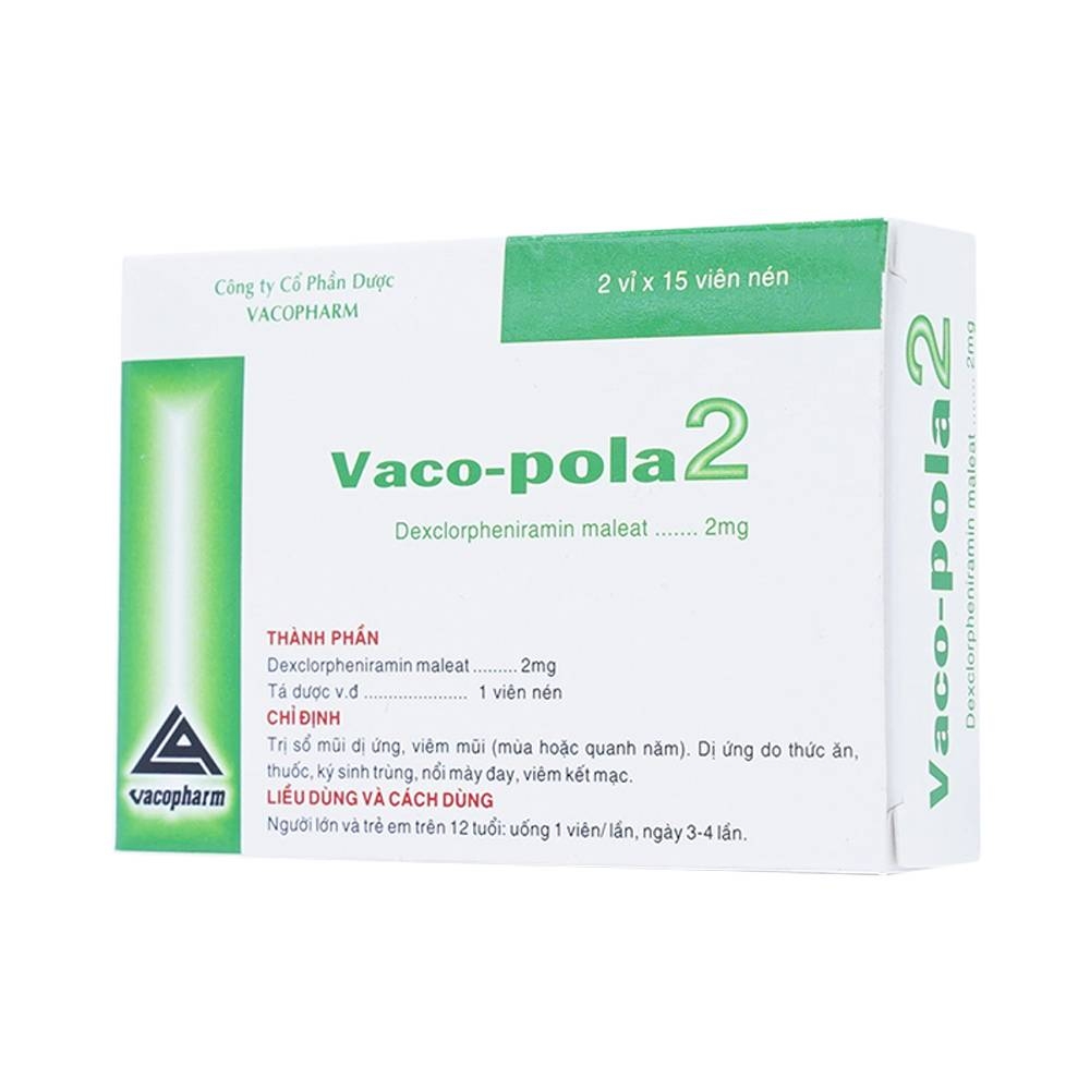Hình ảnh Thuốc Vaco-pola2 Vacopharm điều trị sổ mũi dị ứng, viêm mũi (2 vỉ x 15 viên)