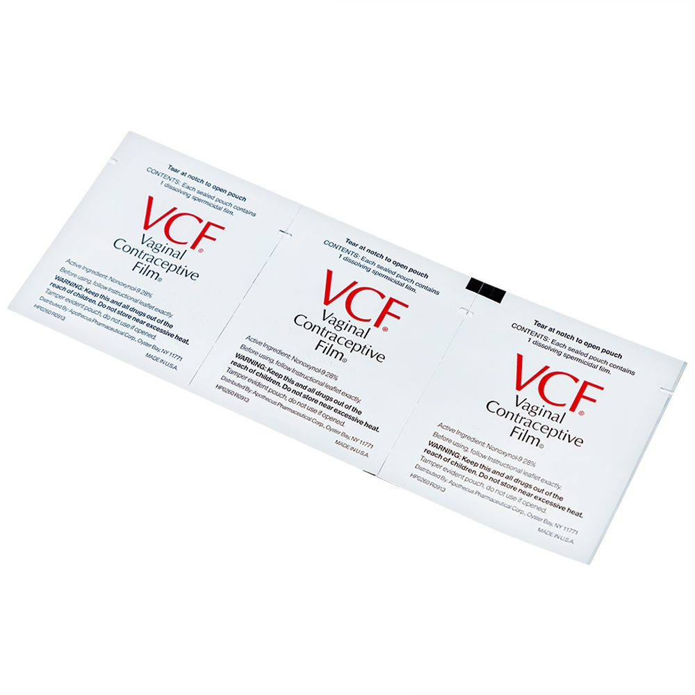 Hình ảnh Màng phim tránh thai VCF Botania có khả năng diệt tinh trùng mỗi lần giao hợp (3 miếng)