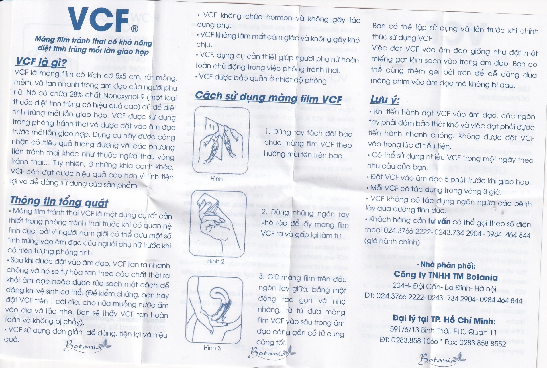 Hình ảnh Màng phim tránh thai VCF Botania có khả năng diệt tinh trùng mỗi lần giao hợp (3 miếng)