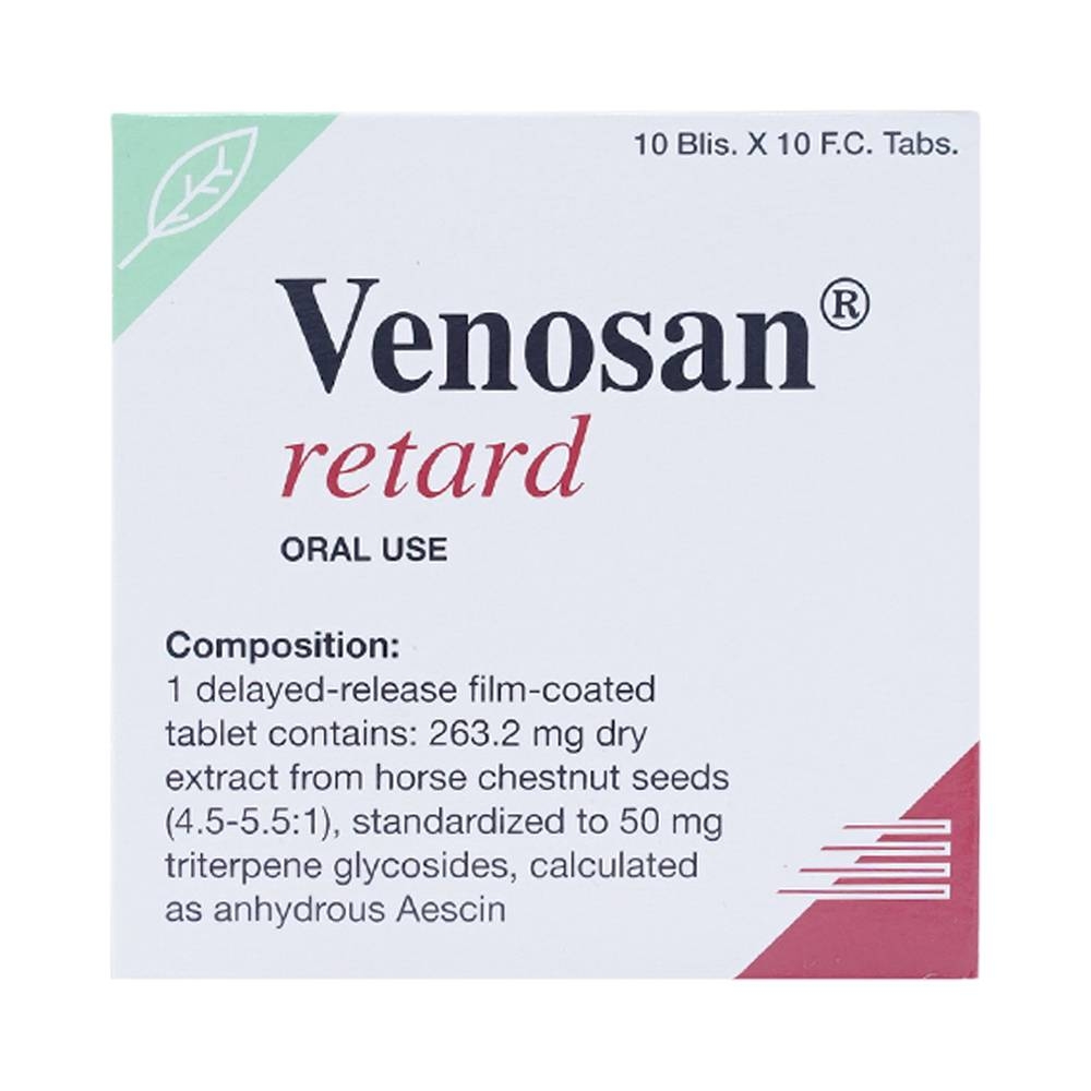 Hình ảnh Thuốc Venosan Retard 263.2mg Dr. Willmar Schwabe điều trị viêm tĩnh mạch huyết khối (10 vỉ x 10 viên)