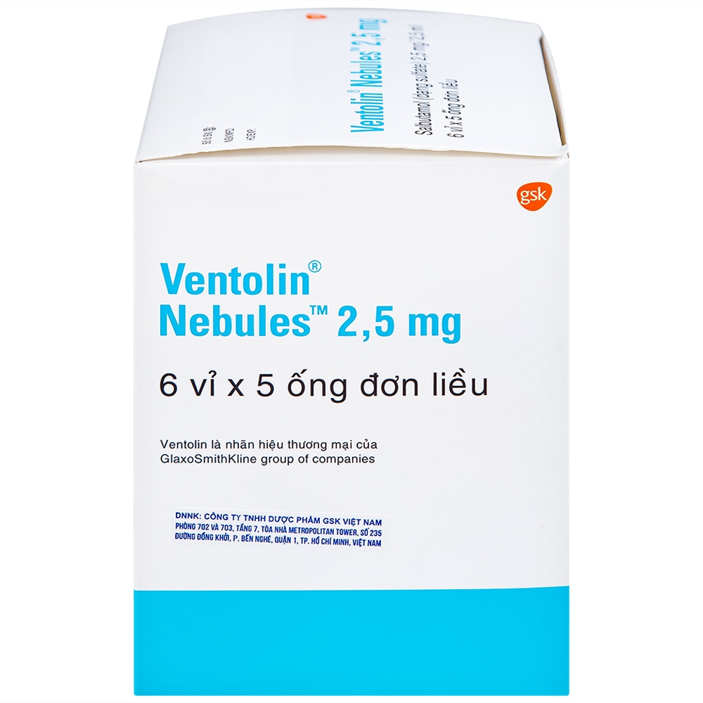 Hình ảnh Dung dịch khí dung Ventolin Nebules 2.5mg GSK điều trị, ngăn ngừa co thắt phế quản (6 vỉ x 5 ống)