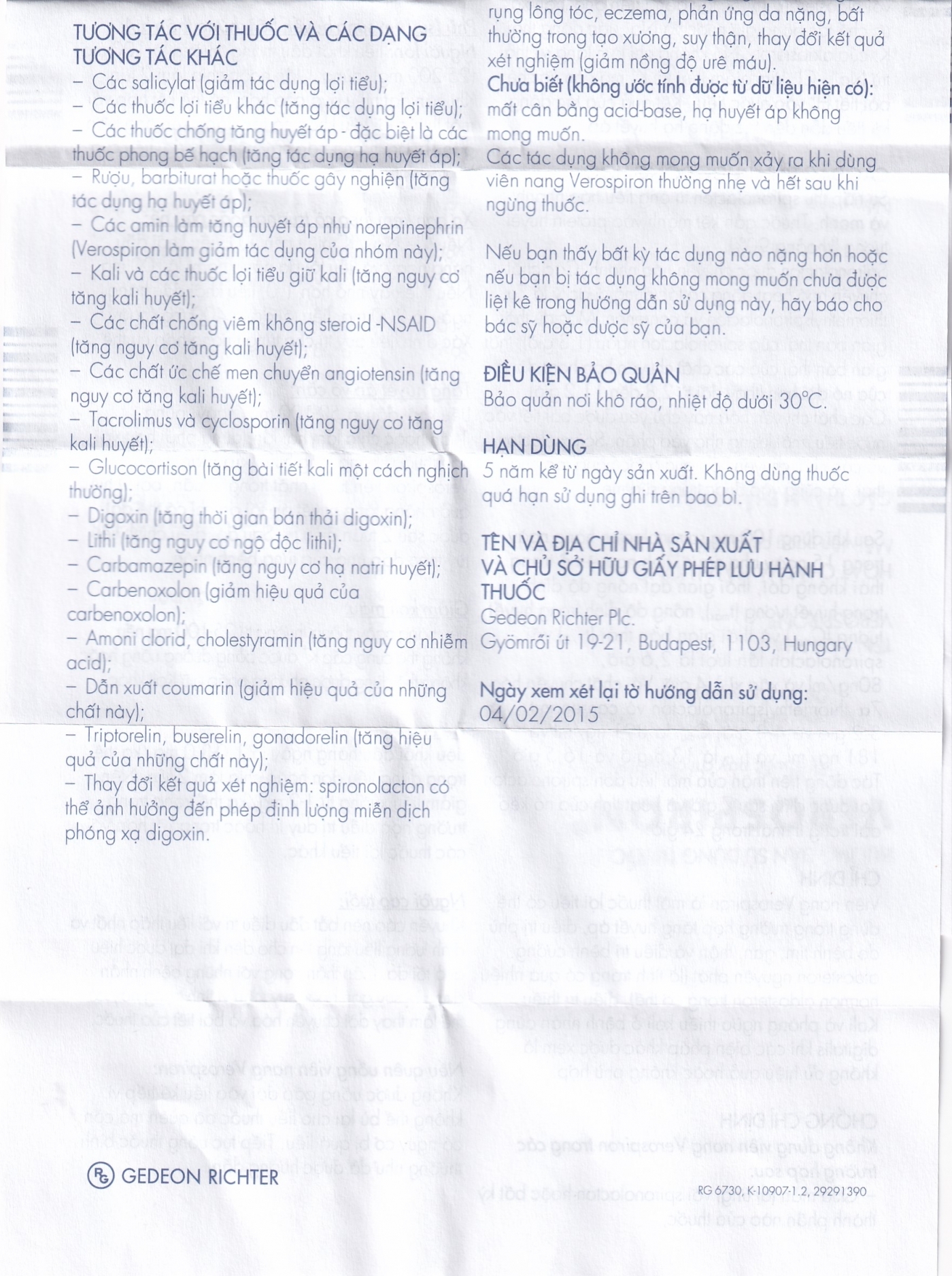 Hình ảnh Thuốc Verospiron 50mg Gedeon điều trị tăng huyết áp (3 vỉ x 10 viên)