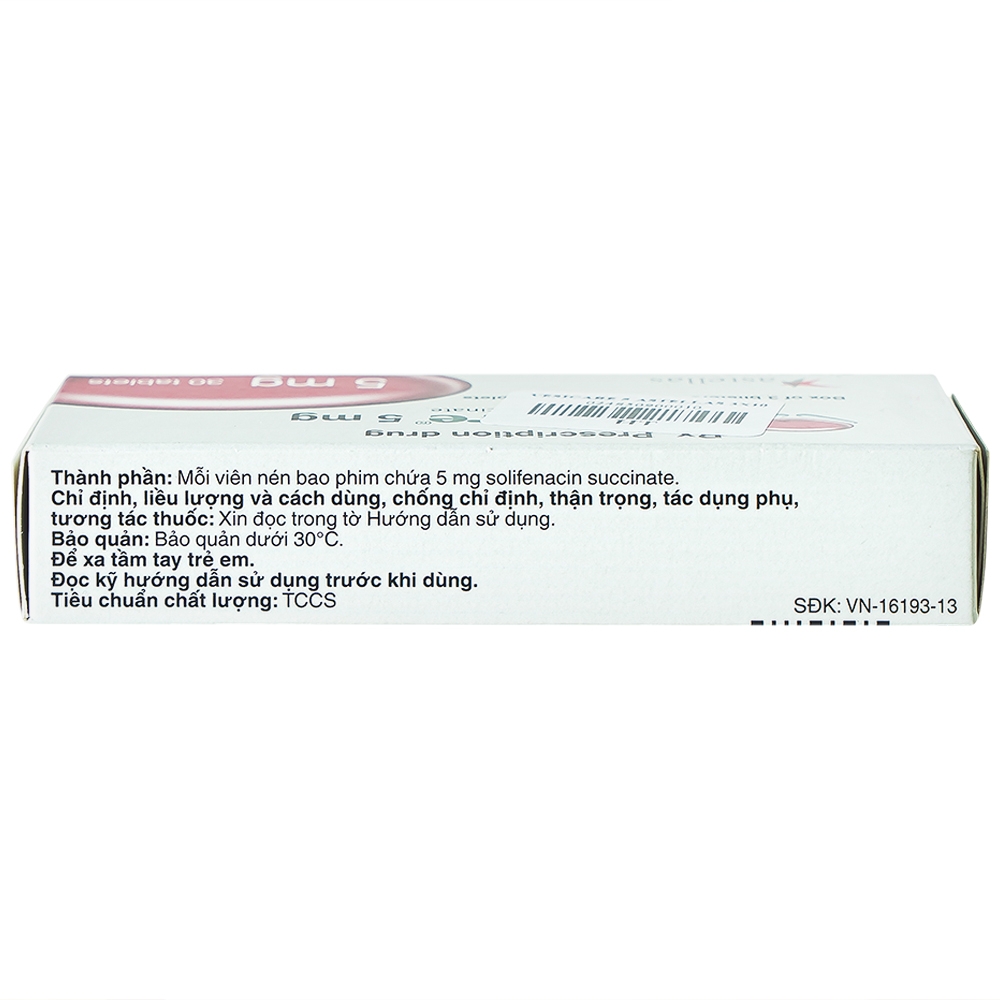 Hình ảnh Thuốc Vesicare 5mg Astellas điều trị triệu chứng tiểu không tự chủ (3 vỉ x 10 viên)