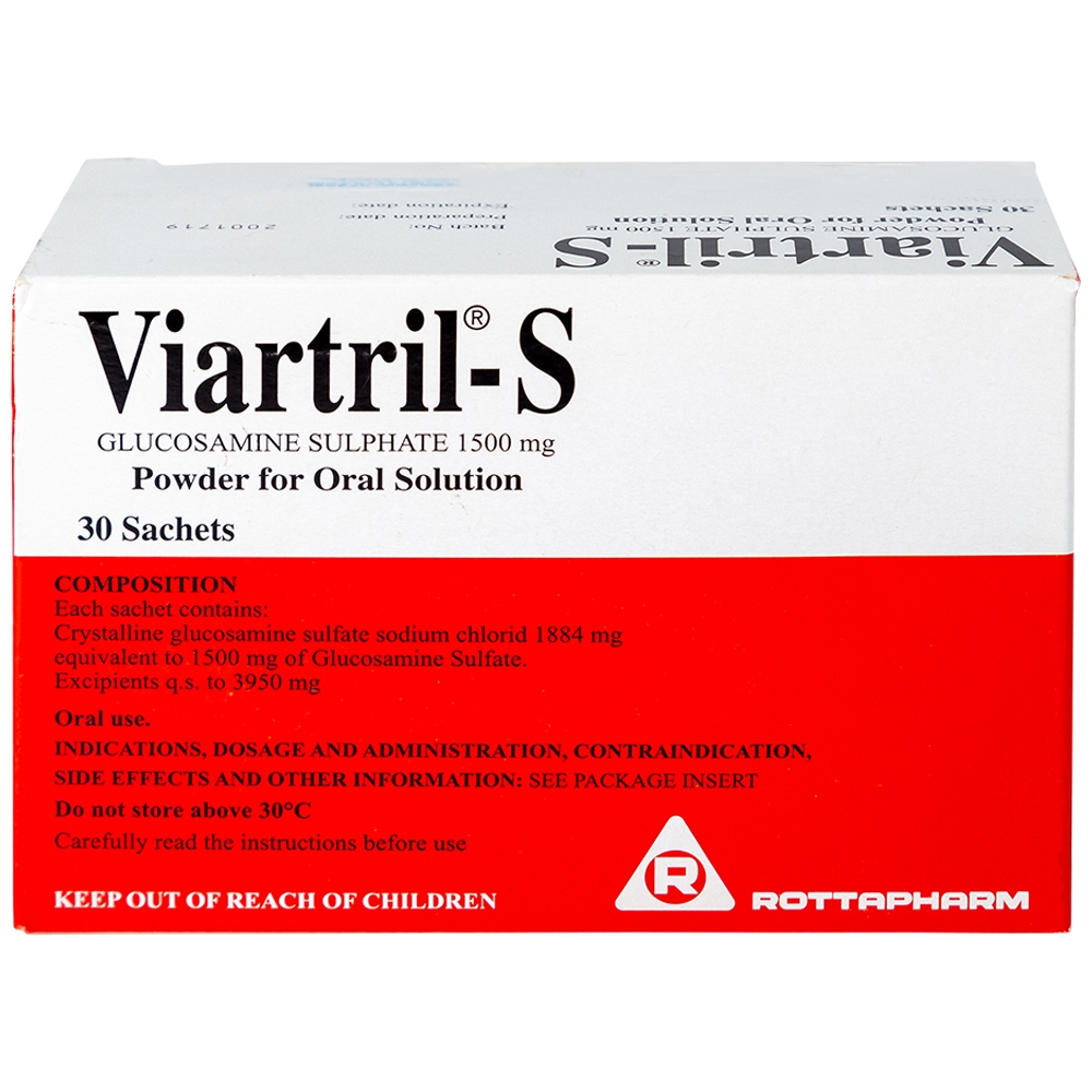 Hình ảnh Bột pha uống Viartril-S 1500mg Rottapharm giảm triệu chứng thoái hóa khớp nhẹ và trung bình (30 gói)