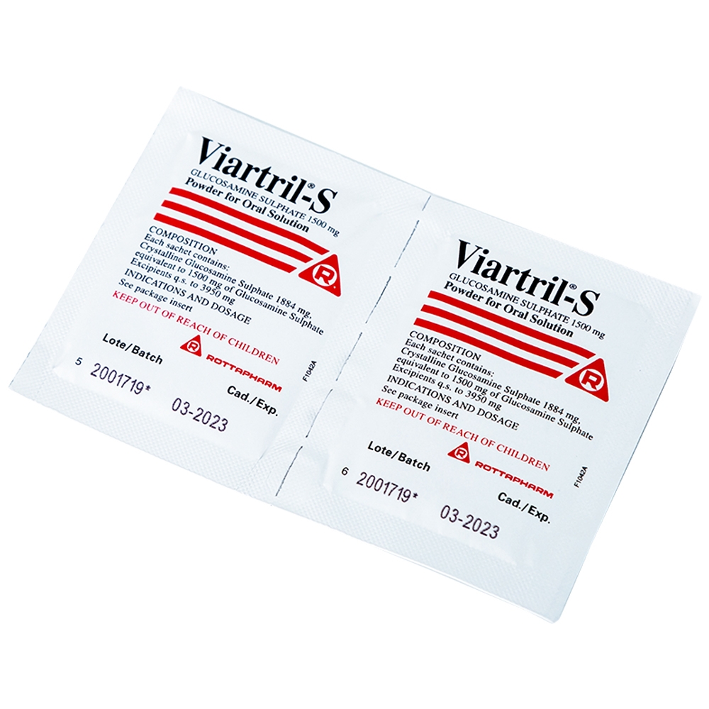 Hình ảnh Bột pha uống Viartril-S 1500mg Rottapharm giảm triệu chứng thoái hóa khớp nhẹ và trung bình (30 gói)