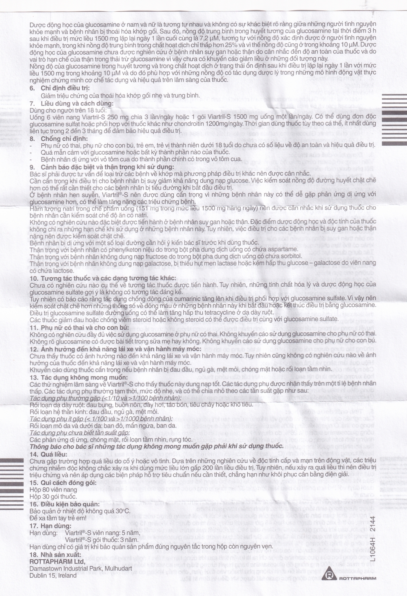 Hình ảnh Bột pha uống Viartril-S 1500mg Rottapharm giảm triệu chứng thoái hóa khớp nhẹ và trung bình (30 gói)