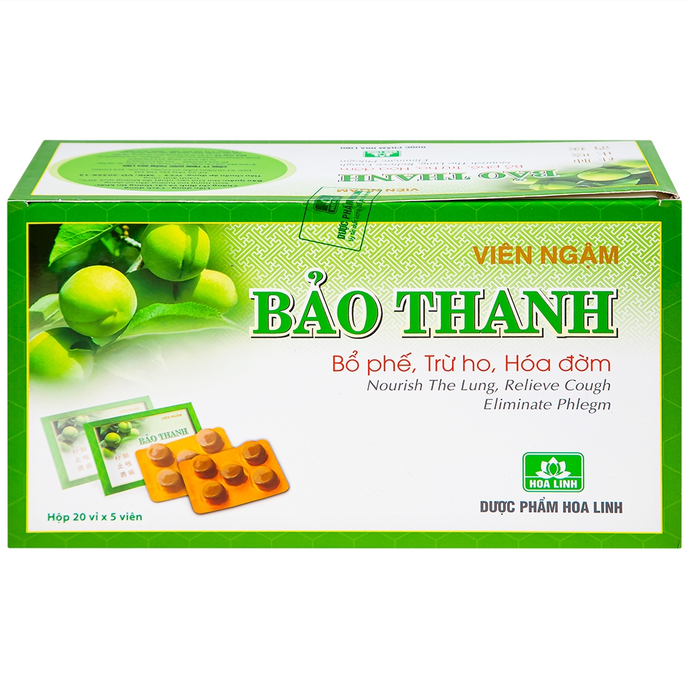 Hình ảnh Viên ngậm Bảo Thanh Hoa Linh bổ phế, trừ ho, hoá đờm (20 vỉ x 5 viên)