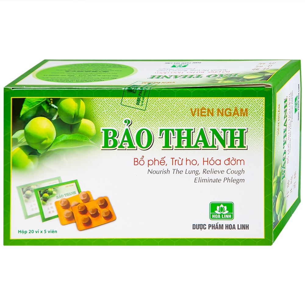 Hình ảnh Viên ngậm Bảo Thanh Hoa Linh bổ phế, trừ ho, hoá đờm (20 vỉ x 5 viên)