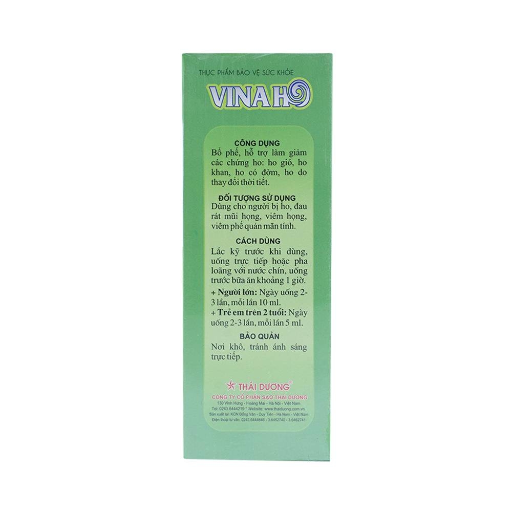 Hình ảnh Viên uống Vinaho Thái Dương bổ phế, hỗ trợ làm giảm các chứng ho (100ml)