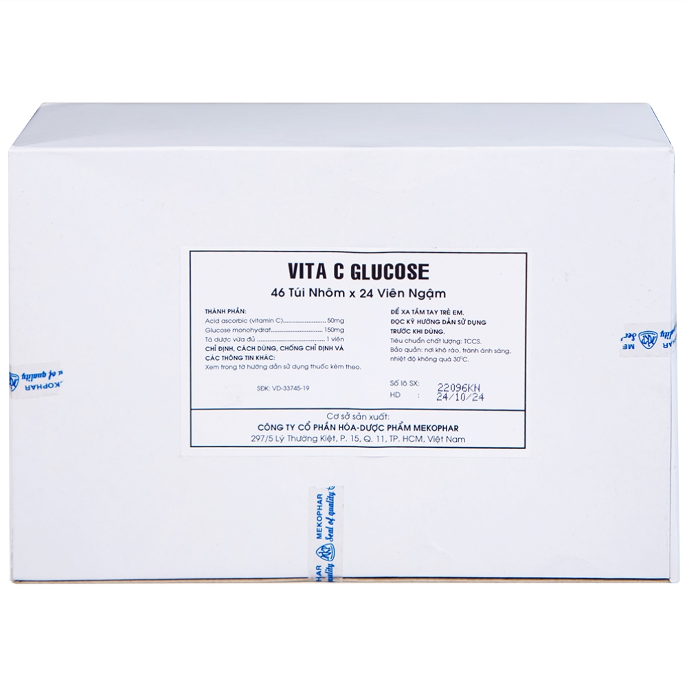 Hình ảnh Viên ngậm Vita C Glucose Mekophar bổ sung Vitamin C (46 túi nhôm x 24 viên)