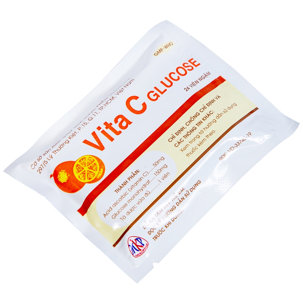 Hình ảnh Viên ngậm Vita C Glucose Mekophar bổ sung Vitamin C (46 túi nhôm x 24 viên)
